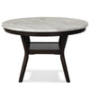 Kate 47 Inch Round Dining Table with Faux Marble Top White and Black By Casagear Home BM272103