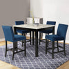 Kate 42 Inch 5 Piece Counter Table Set with Velvet Seating Blue By Casagear Home BM272111