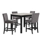 Kate 42 Inch 5 Piece Counter Table Set with Velvet Seating, Gray By Casagear Home