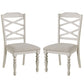 Katherine 38 Inch Side Chair with Fabric Seat Set of 2 White By Casagear Home BM272123