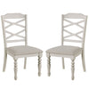 Katherine 38 Inch Side Chair with Fabric Seat Set of 2 White By Casagear Home BM272123