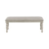 Katherine 48 Inch Bench with Fabric Seat and Turned Legs White By Casagear Home BM272124