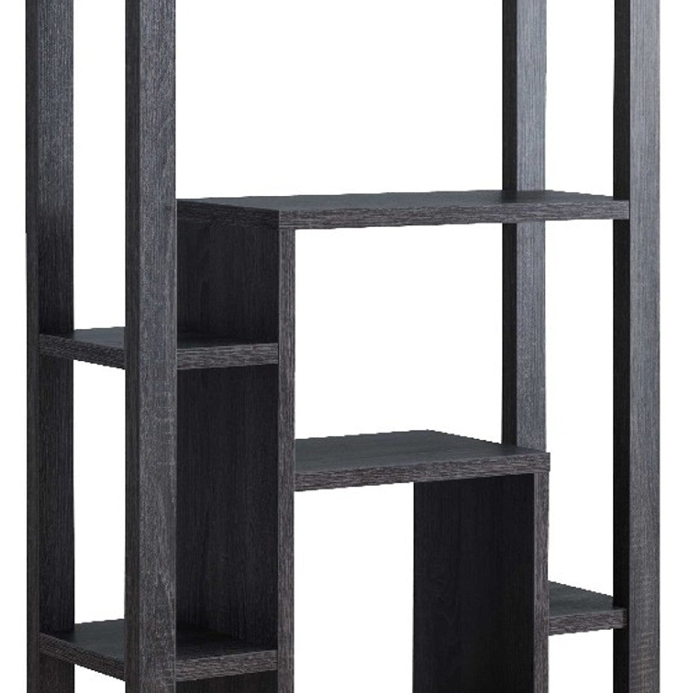 71 Inch Edward Wood Display Cabinet with Open Frame Multiple Shelves Gray By Casagear Home BM273000