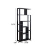 71 Inch Edward Wood Display Cabinet with Open Frame Multiple Shelves Gray By Casagear Home BM273000