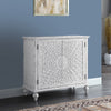 36 Inch Wood Console Buffet Cabinet Carved Floral Pattern Antique White By Casagear Home BM273243