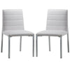 Eun 23 Inch Vegan Faux Leather Dining Chair Chrome Legs Set of 2 White By Casagear Home BM273667