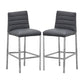 Eun 30 Inch Faux Leather Channel Barstool Chrome Set of 2 Dark Gray By Casagear Home BM273681