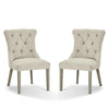 24 Inch Solid Wood Dining Chair Curved Tufted Back Set of 2 Gray By Casagear Home BM273916