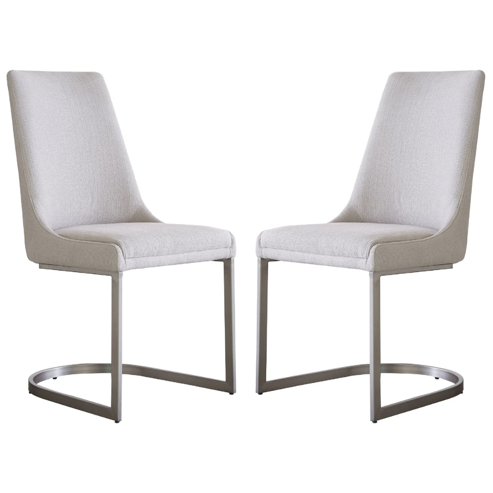 Jose 19 Inch Upholstered Dining Chair Metal Base Set of 2 Heather Gray By Casagear Home BM274155