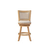 Kia 24 Inch Solid Wood Swivel Counter Stool Curved Panel Back Brass Nailheads Ivory By Casagear Home BM274283