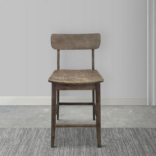 29 Inch Rubberwood Barstool with Wood Grain Details Panel Back Brown By Casagear Home BM274285