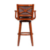 Hugo 34 Inch Swivel Barstool Wood Open Rolled Arms Bonded Leather Brown By Casagear Home BM274302