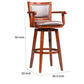 Hugo 34 Inch Swivel Barstool Wood Open Rolled Arms Bonded Leather Brown By Casagear Home BM274302