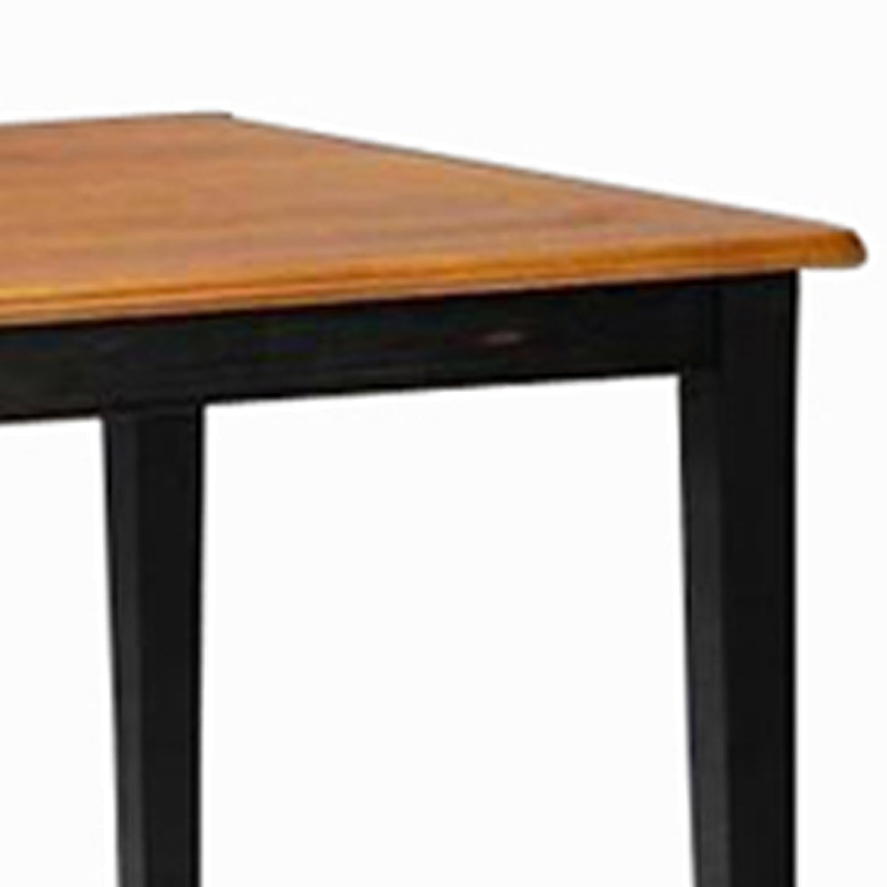 Nova 60 Inch Rectangular Dining Table Tapered Legs Rich Oak Brown and Black By Casagear Home BM274317