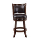 Pal 24 Inch Swivel Counter Stool Solid Wood Faux Leather Espresso Brown By Casagear Home BM274331