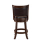 Pal 24 Inch Swivel Counter Stool Solid Wood Faux Leather Espresso Brown By Casagear Home BM274331