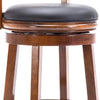 Pal 24 Inch Swivel Counter Stool Solid Wood Bonded Leather Walnut Brown By Casagear Home BM274333