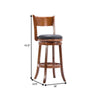 Pal 29 Inch Swivel Bar Stool Solid Wood Bonded Leather Walnut Brown By Casagear Home BM274334