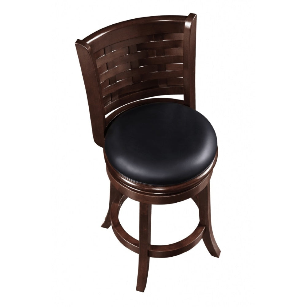 Kim 24 Inch Counter Stool Solid Wood Bonded Leather Espresso Black By Casagear Home BM274335