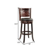 Kim 29 Inch Swivel Bar Stool Solid Wood Bonded Leather Espresso Black By Casagear Home BM274336