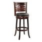 Kim 29 Inch Swivel Bar Stool Solid Wood Bonded Leather Espresso Black By Casagear Home BM274336