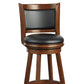 Pio 34 Inch Extra Tall Swivel Bar Stool Wood Faux Leather Cherry Brown By Casagear Home BM274343