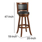 Pio 34 Inch Extra Tall Swivel Bar Stool Wood Faux Leather Cherry Brown By Casagear Home BM274343