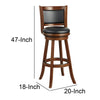 Pio 34 Inch Extra Tall Swivel Bar Stool Wood Faux Leather Cherry Brown By Casagear Home BM274343