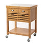 36 Inch Bamboo Kitchen Cart Island 2 Drawers Stainless Steel Top Brown By Casagear Home BM274344