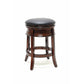 Sabi 24 inch Swivel Counter Stool Solid Wood Faux Leather Brown Black By Casagear Home BM274355