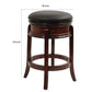 Sabi 24 inch Swivel Counter Stool Solid Wood Faux Leather Brown Black By Casagear Home BM274355