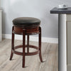 Sabi 24 inch Swivel Counter Stool Solid Wood Faux Leather Brown Black By Casagear Home BM274355