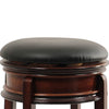 Sabi 29 inch Swivel Counter Stool Solid Wood Faux Leather Brown Black By Casagear Home BM274356