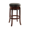 Sabi 29 inch Swivel Counter Stool, Solid Wood, Faux Leather, Brown, Black By Casagear Home