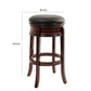 Sabi 29 inch Swivel Counter Stool Solid Wood Faux Leather Brown Black By Casagear Home BM274356