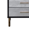 San 19 Inch Glamorous Style Nightstand 3 Drawers Black Silver Gold By Casagear Home BM274661