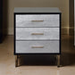 San 19 Inch Glamorous Style Nightstand, 3 Drawers, Black, Silver, Gold By Casagear Home