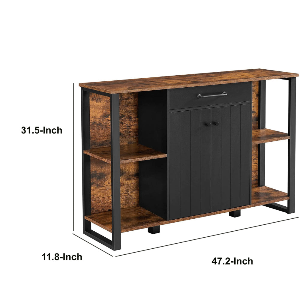 Grace 47 Inch Wood Sideboard Buffet Cabinet Adjustable Feet Rustic Brown By Casagear Home BM274780