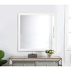 40 Inch Wall Mirror, Sleek Square Wood Frame, White By Casagear Home