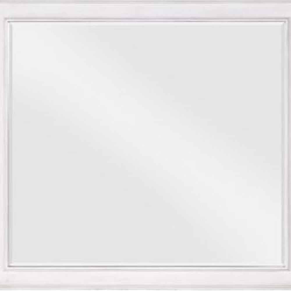 42 Inch Wall Mirror Molded Sleek Wood Frame White By Casagear Home BM275060