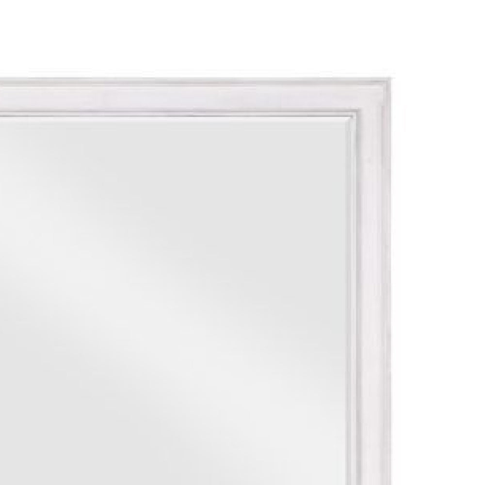 42 Inch Wall Mirror Molded Sleek Wood Frame White By Casagear Home BM275060