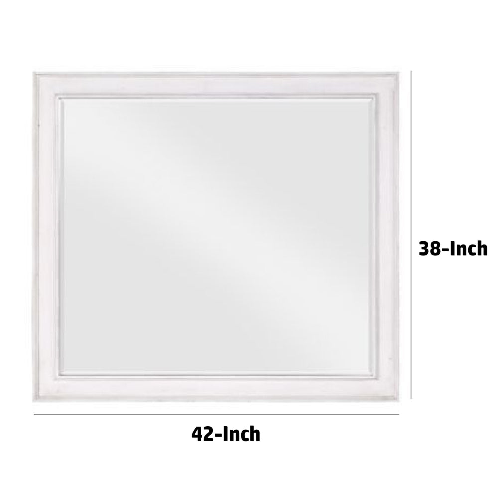 42 Inch Wall Mirror Molded Sleek Wood Frame White By Casagear Home BM275060