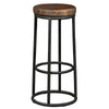 Ken 30 Inch Backless Round Barstool, Pine Wood Seat, Brown, Black By Casagear Home