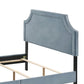 Pia Platform Queen Upholstered Bed with Chiseled Corners Blue Gold By Casagear Home BM275680