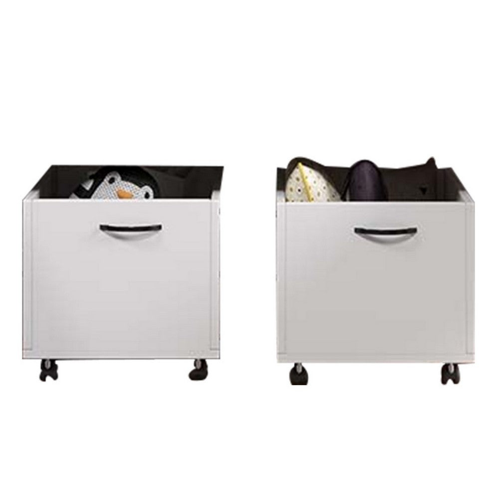 20 Inch Multipurpose Storage Box with Caster Wheels, Set of 2, White By Casagear Home