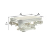 Kin 55 Inch Coffee Table Raised Scrolled Pedestal Ornate Motif White By Casagear Home BM276274