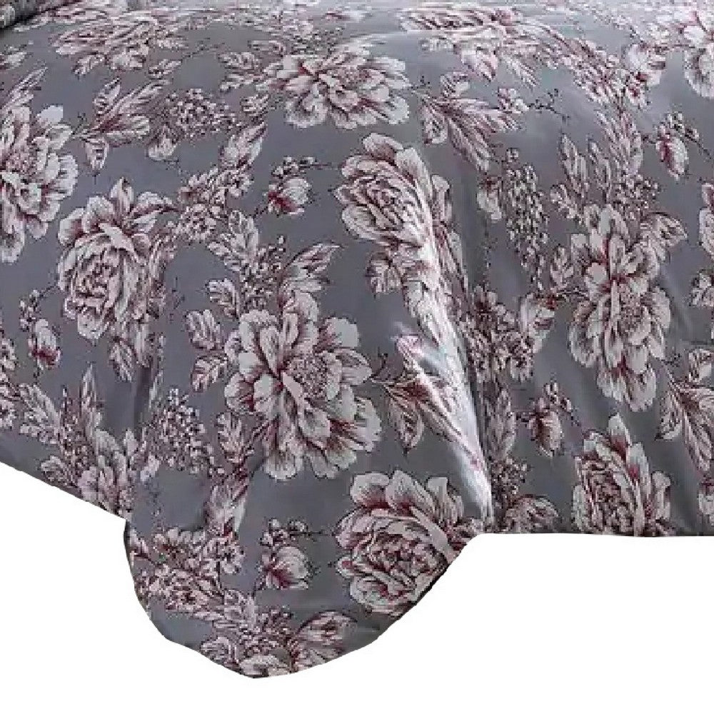 Tyler 8 Piece Microfiber Queen Bed Set Floral Print The Urban Port Gray By Casagear Home BM277013