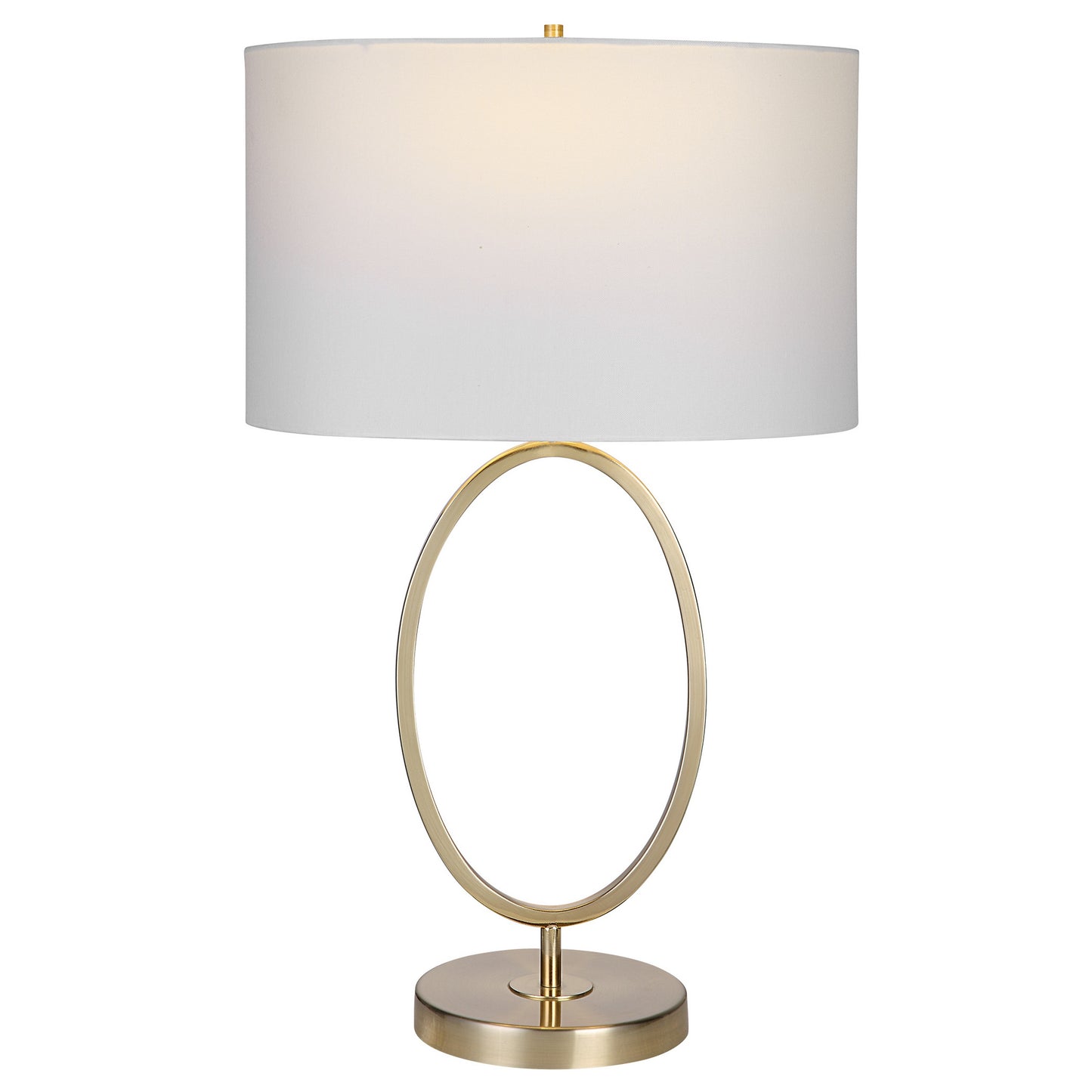 27 Inch Metal Table Lamp Oval Center Ring Gold White By Casagear Home BM277022