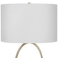 27 Inch Metal Table Lamp Oval Center Ring Gold White By Casagear Home BM277022