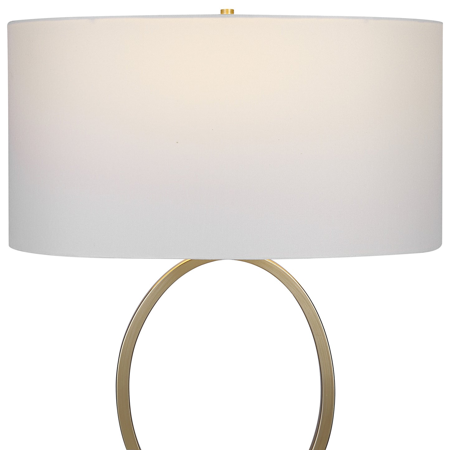 27 Inch Metal Table Lamp Oval Center Ring Gold White By Casagear Home BM277022